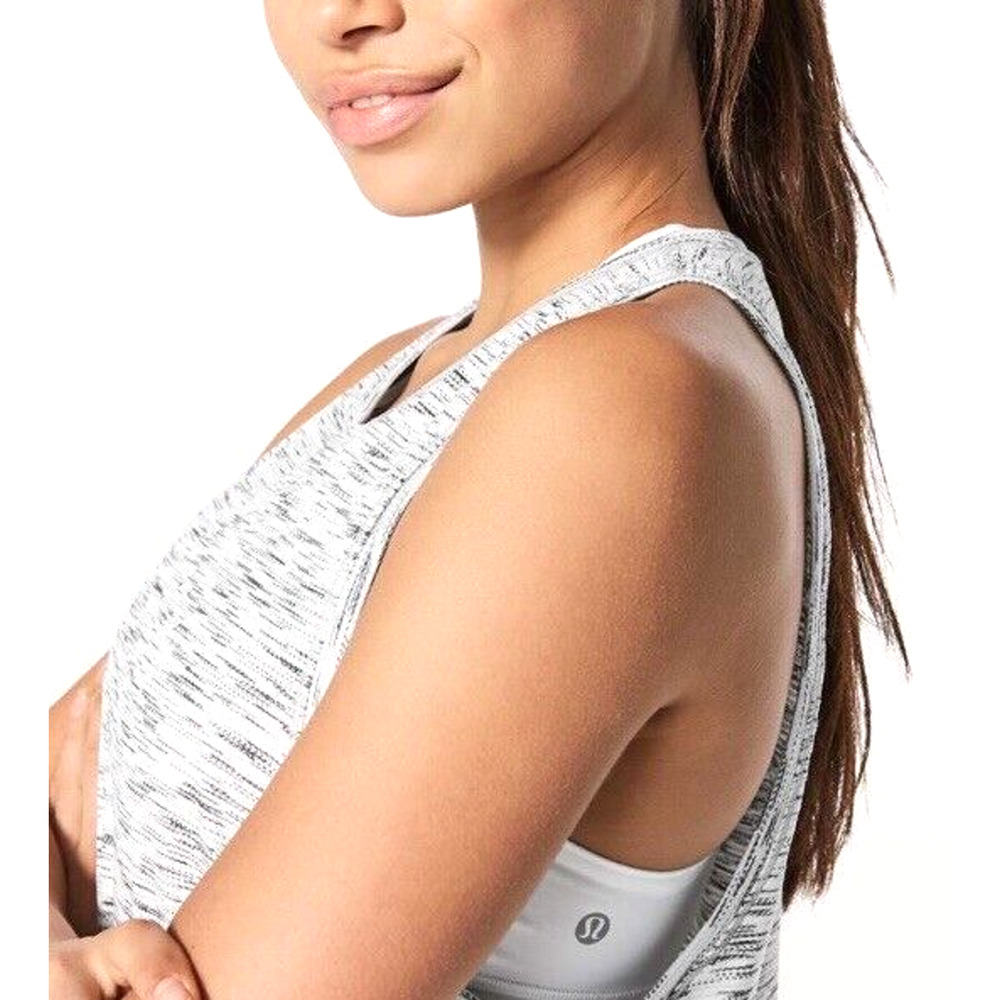 Lululemon Squad Goals Tank Top Womens Size 2 Black & White Space Dye Light Luon - Picture 4 of 6